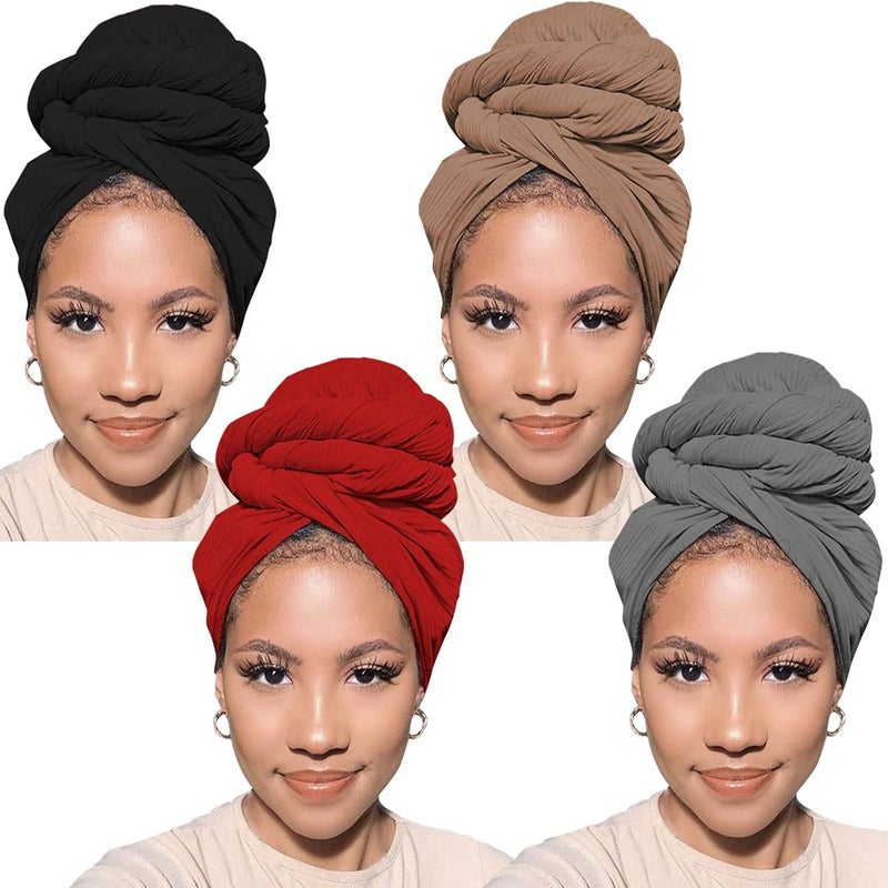 PWEOUKE Head Wraps for Black Women African Head Wrap Lightweight for Women Long Plain Turban Hair Scarf Scarves - Image 1